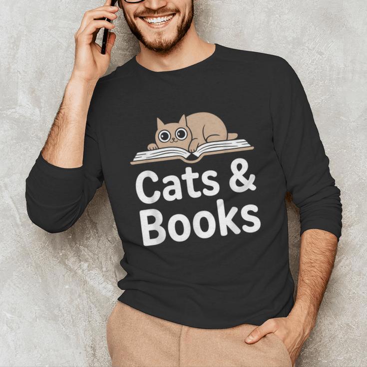 Cats And Books Unisex Long Sleeve T-Shirt