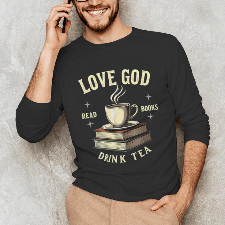 Christian Bookworm Love God Read Books Drink Tea Unisex Long Sleeve T-Shirt