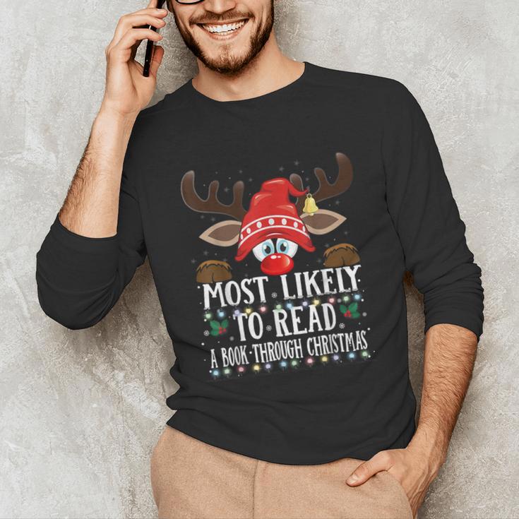 Christmas Matching Most Likely To Read A Book PJS Unisex Long Sleeve T-Shirt