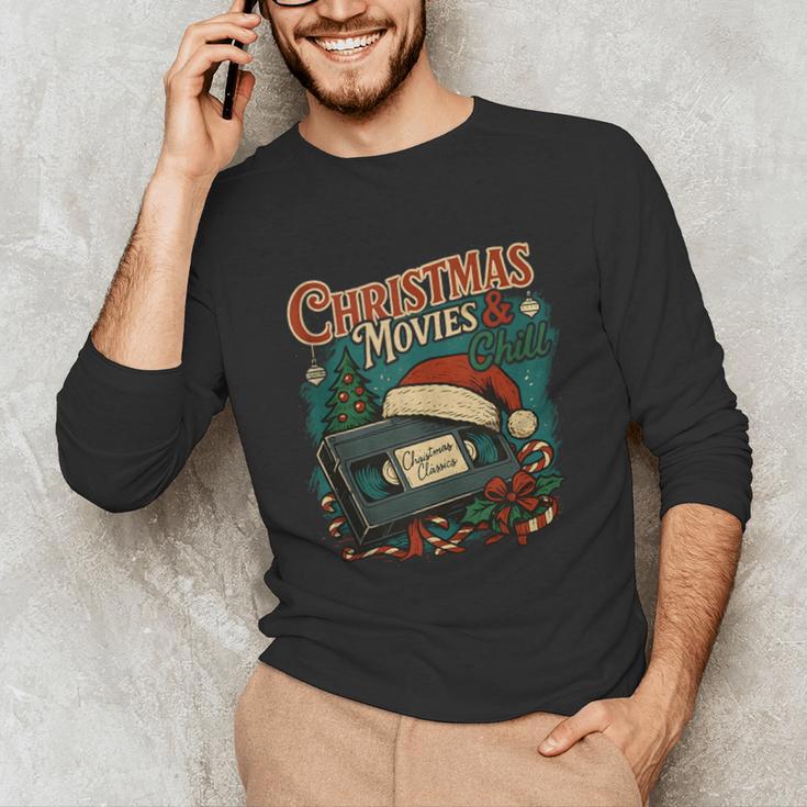 Christmas Movies Chill Retro VHS Holiday Nostalgia Unisex Long Sleeve T-Shirt