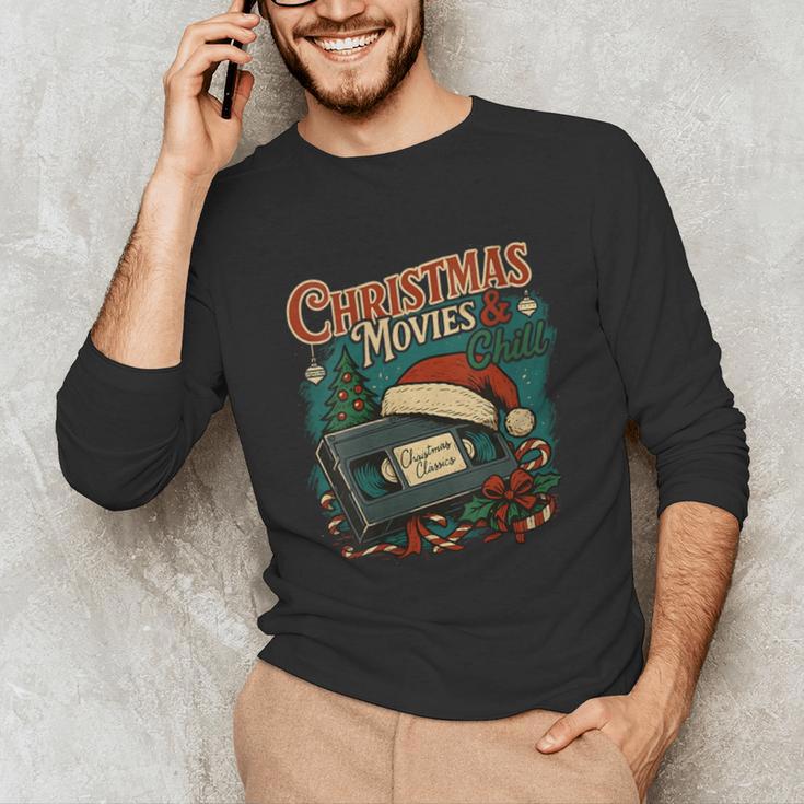 Christmas Movies Chill Retro VHS Holiday Nostalgia Unisex Long Sleeve T-Shirt