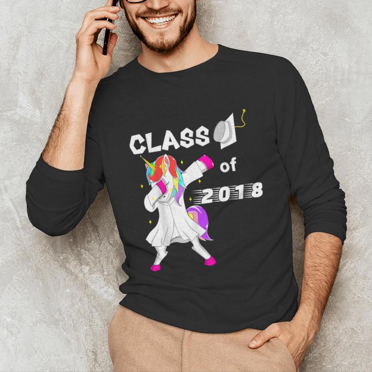 Class Of 2018 Graduation Him Her Unicorn Dabbing Shirt Unisex Long Sleeve T-Shirt
