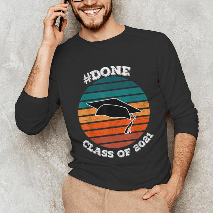Class Of 2021 Done Senior Graduation Retro Sunset Unisex Long Sleeve T-Shirt