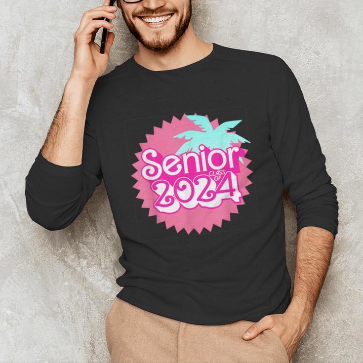 Class Of 2024 Senior Pink Retro Classic Girl Grad Graduation Unisex Long Sleeve T-Shirt
