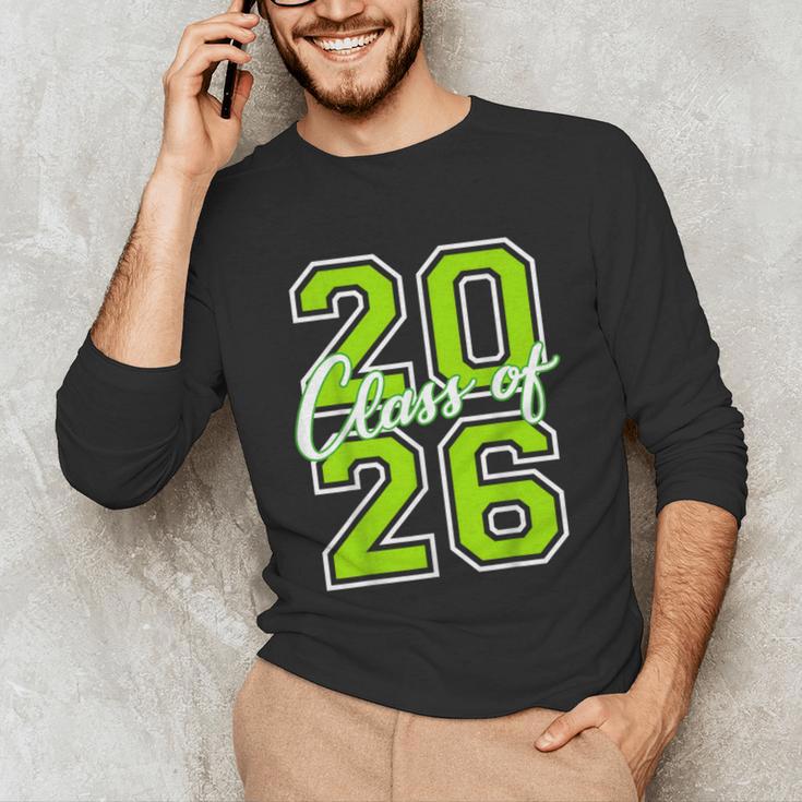 Class Of 2026 Graduation Varsity Lime Green Letters Unisex Long Sleeve T-Shirt
