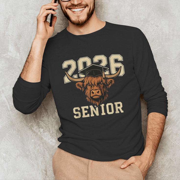 Class Of 2026 Highland Cow Senior Graduation School Pride Unisex Long Sleeve T-Shirt