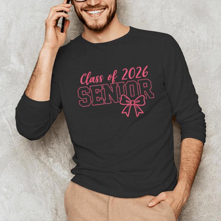 Class Of 2026 Pink Coquette Bow Cap Senior 2026 Graduation Unisex Long Sleeve T-Shirt
