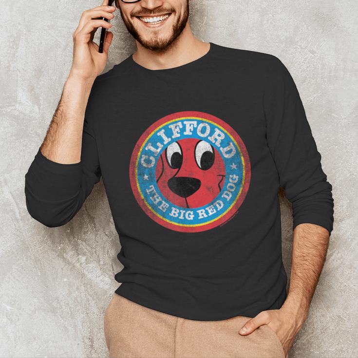 Clifford The Big Red Dog Round Distressed Logo Kids Books Unisex Long Sleeve T-Shirt