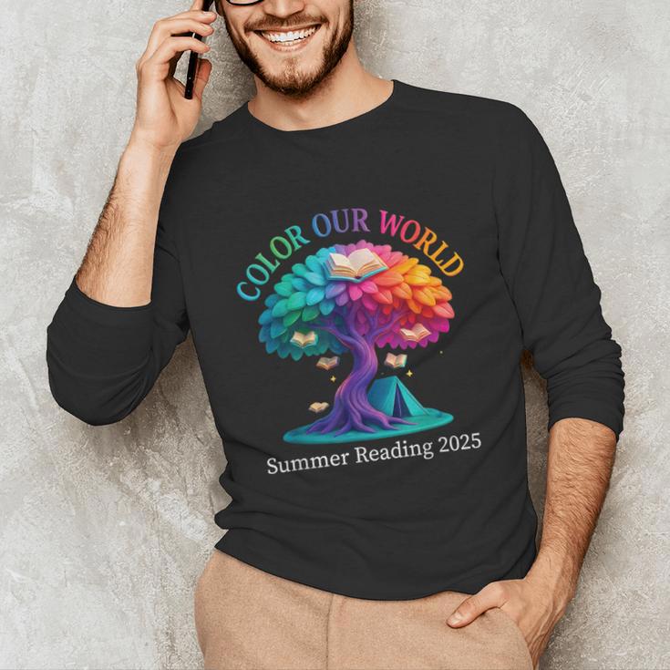 Color Our World Summer Reading 2025 Tree Book Lover Camping Unisex Long Sleeve T-Shirt