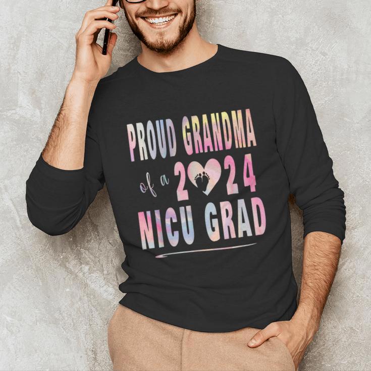 Colorful Proud Grandma 2024 NICU Graduate Baby Graduation Unisex Long Sleeve T-Shirt