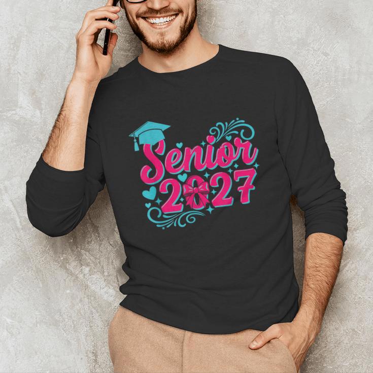 Coquette Pink Bow Senior 2027 Class Of Graduation Unisex Long Sleeve T-Shirt