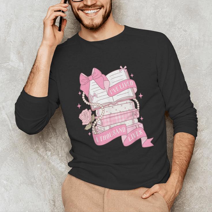 Coquette Reading Book Lover Pink Bow Bookish Mom & Daughter Unisex Long Sleeve T-Shirt