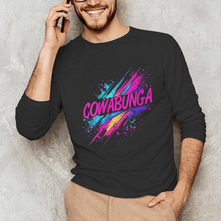 Cowabunga Retro 80s 90s Nostalgia Slang Neon Grunge Art Unisex Long Sleeve T-Shirt