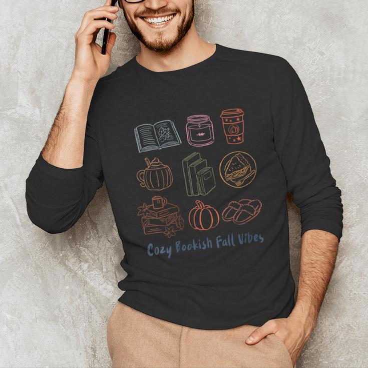 Cozy Bookish Fall Vibes Pumpkin Latte Books Autumn Reading Unisex Long Sleeve T-Shirt