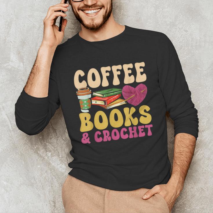 Crochet Coffee Reading Books Crocheter Crocheting Unisex Long Sleeve T-Shirt