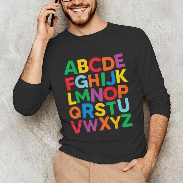 Cute ABCs Shirt Alphabet Colorful Letters Reading Books Kids Unisex Long Sleeve T-Shirt
