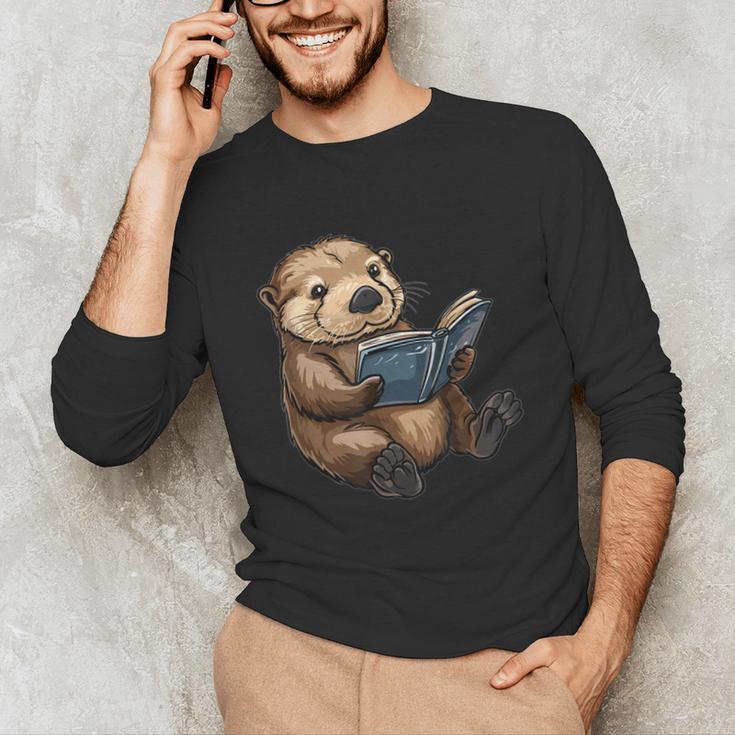 Cute Book Sea Otter Unisex Long Sleeve T-Shirt