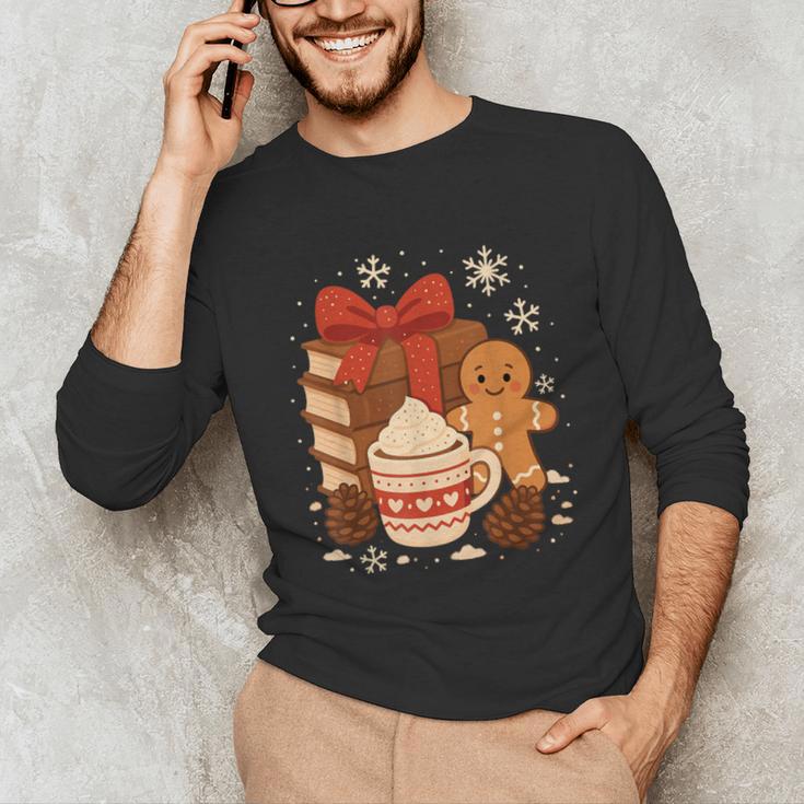 Cute Christmas Books Gingerbread Xmas Book Lover Teacher Unisex Long Sleeve T-Shirt