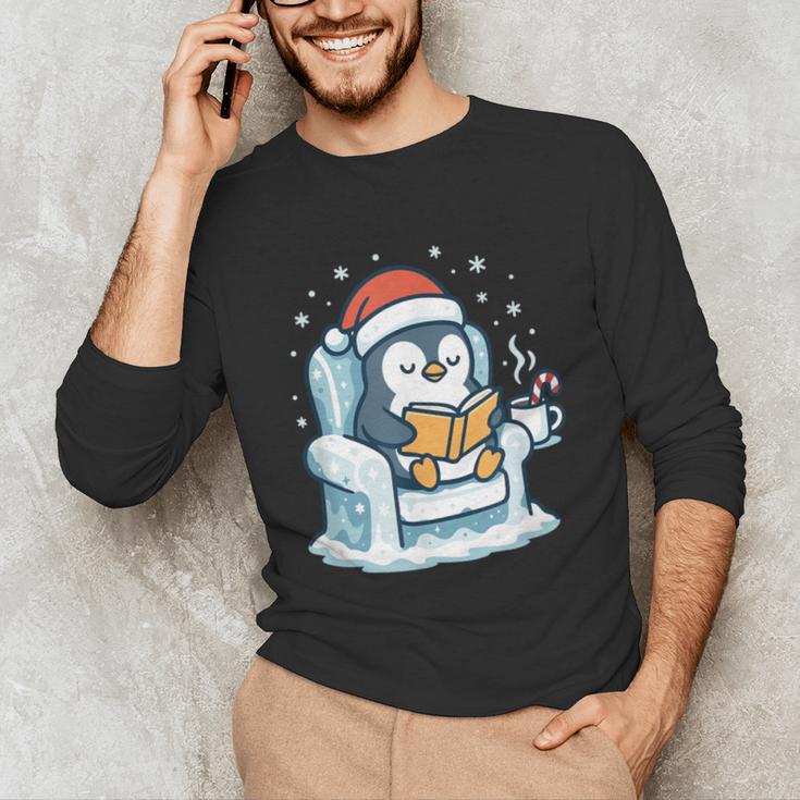 Cute Christmas Penguin Reading Book Cozy Winter Holiday Art Unisex Long Sleeve T-Shirt Cute Christmas Penguin Reading Book Cozy Winter Holiday Art Unisex Long Sleeve T-Shirt