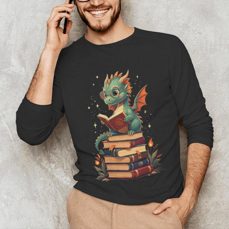 Cute Dragon Reading Book Bookworm Dragons And Books Unisex Long Sleeve T-Shirt Cute Dragon Reading Book Bookworm Dragons And Books Unisex Long Sleeve T-Shirt