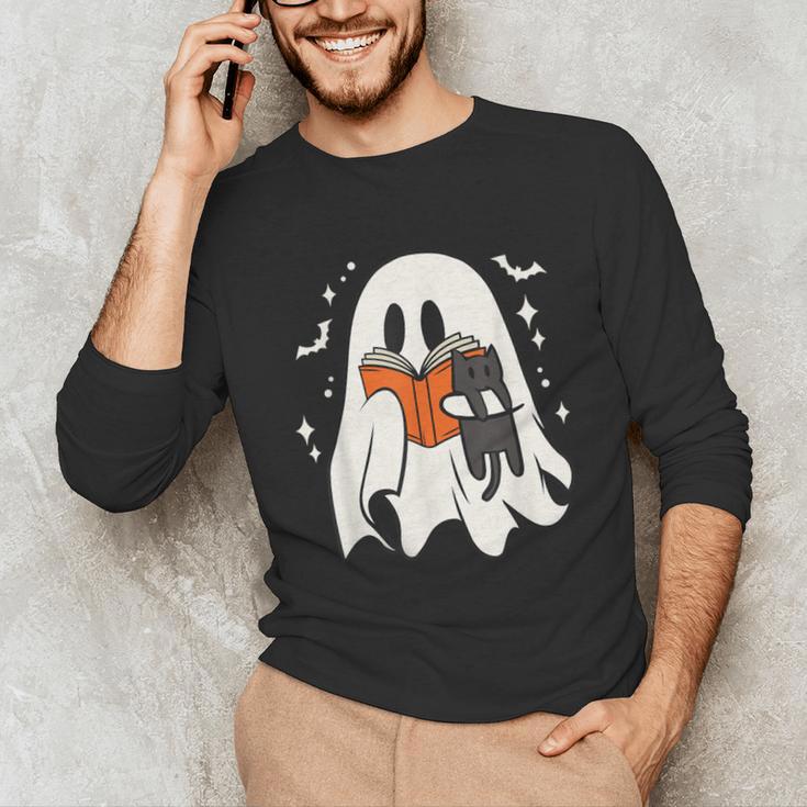Cute Ghost Reading Book Spooky Season Halloween Costume Kids Unisex Long Sleeve T-Shirt Cute Ghost Reading Book Spooky Season Halloween Costume Kids Unisex Long Sleeve T-Shirt