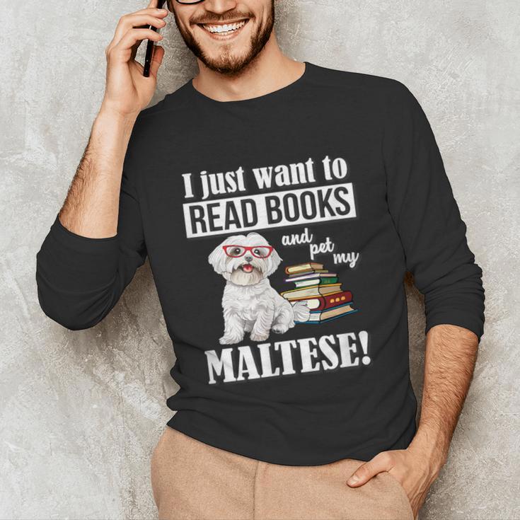 Cute Glasses Read Books & Pet My Maltese Lover Unisex Long Sleeve T-Shirt