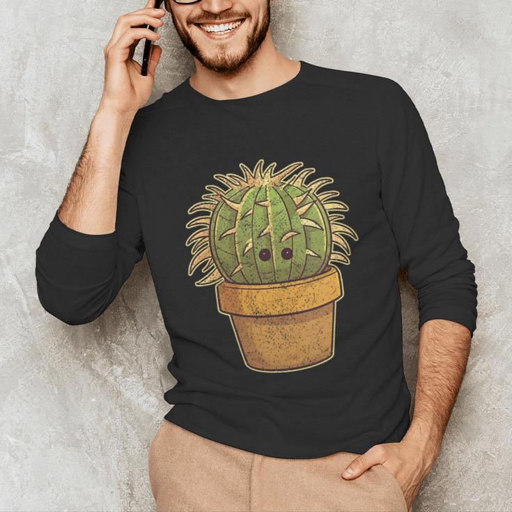 Cute Golden Barrel Cactus Introvert Distressed Unisex Long Sleeve T-Shirt