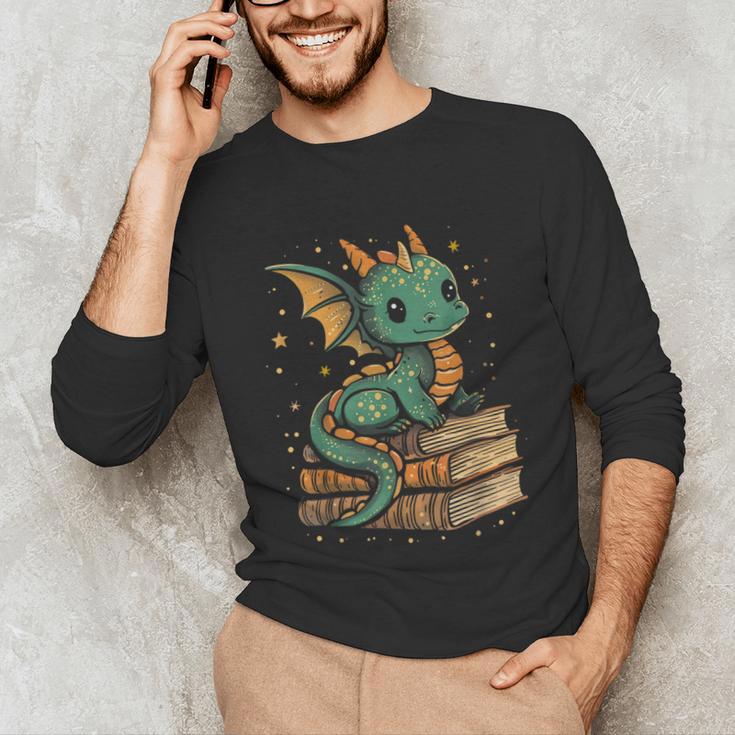 Cute Kawaii Dragon Fantasy Book Lover Book Nerd Unisex Long Sleeve T-Shirt Cute Kawaii Dragon Fantasy Book Lover Book Nerd Unisex Long Sleeve T-Shirt