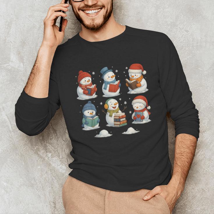Cute Snowman Reading Books Christmas Winter Book Lover Unisex Long Sleeve T-Shirt Cute Snowman Reading Books Christmas Winter Book Lover Unisex Long Sleeve T-Shirt