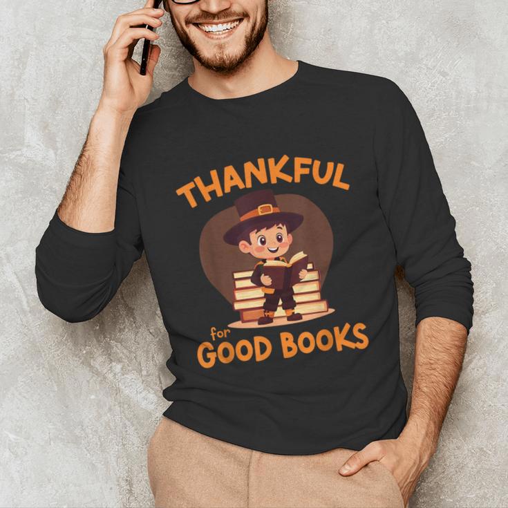 Cute Thanksgiving Teacher Librarian Thankful Reading Books Unisex Long Sleeve T-Shirt Cute Thanksgiving Teacher Librarian Thankful Reading Books Unisex Long Sleeve T-Shirt
