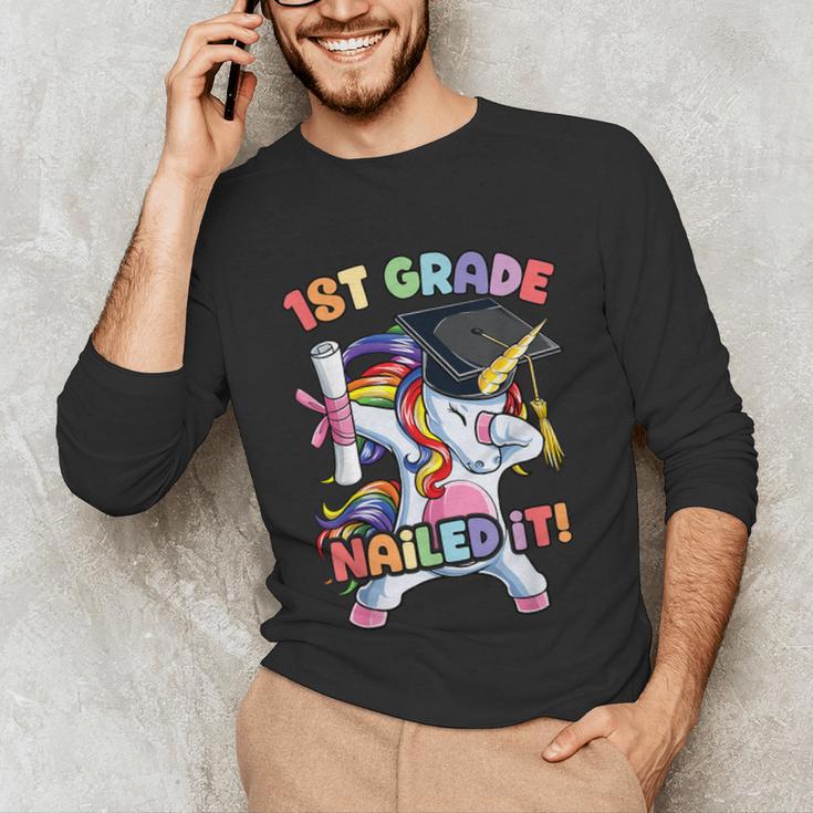 Dabbing 1st Grade Unicorn Graduation Class Of 2021 Nailed It Unisex Long Sleeve T-Shirt