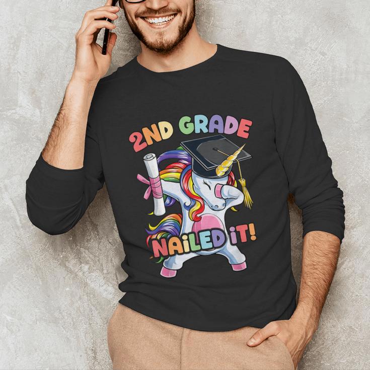 Dabbing 2nd Grade Unicorn Graduation Class Of 2021 Nailed It Unisex Long Sleeve T-Shirt