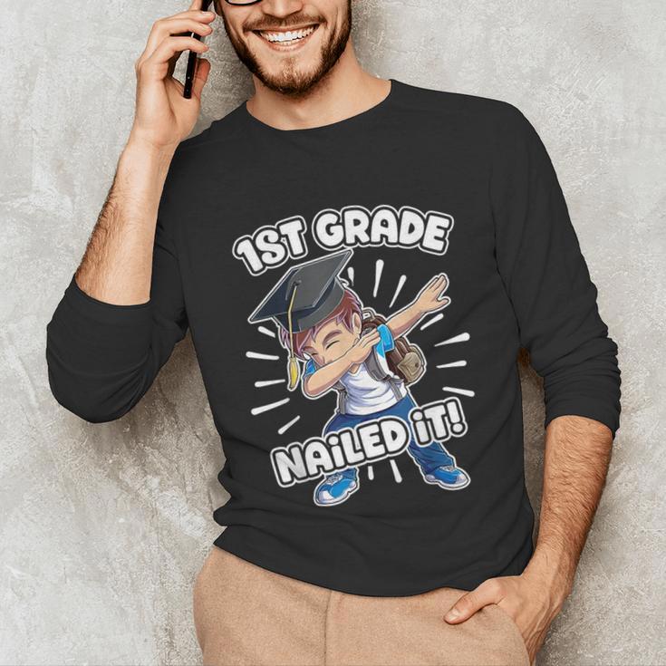 Dabbing Graduation Boy 1st Grade Class Of 2021 Nailed It Unisex Long Sleeve T-Shirt