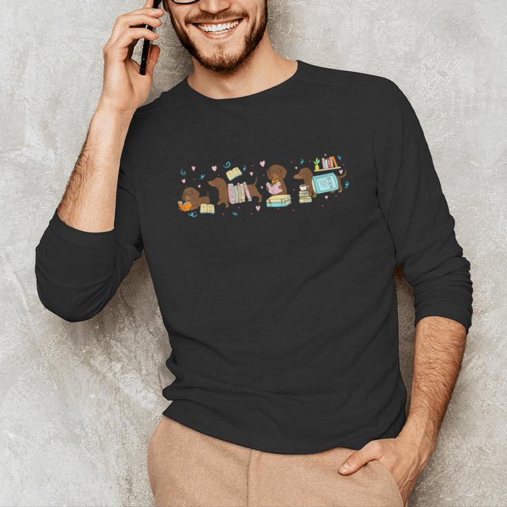 Dachshund Book Lover Reading Wiener Dog 100 Days Of School Unisex Long Sleeve T-Shirt Dachshund Book Lover Reading Wiener Dog 100 Days Of School Unisex Long Sleeve T-Shirt