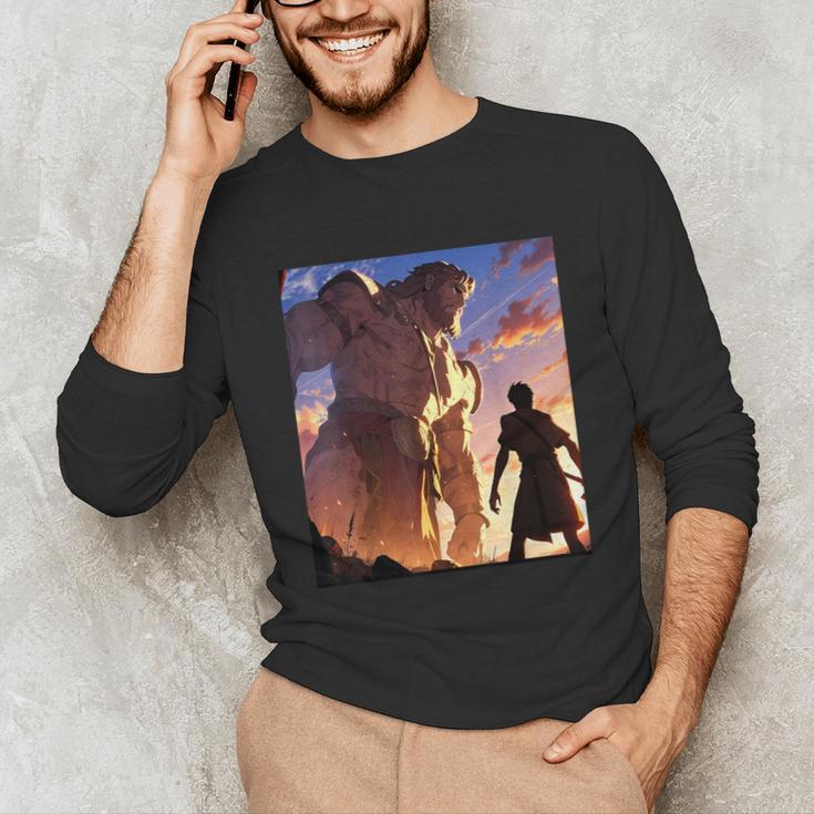 David And Goliath Bible Book Of Samuel Famous Bible Story Unisex Long Sleeve T-Shirt