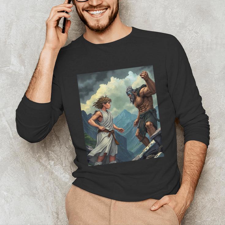 David And Goliath Bible Book Of Samuel King David Comic Unisex Long Sleeve T-Shirt