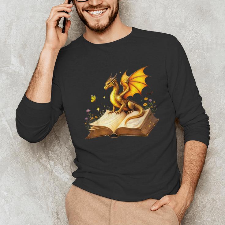 Dragon Fantasy Book Lover Bookish Reader Bookworm Wildflower Unisex Long Sleeve T-Shirt