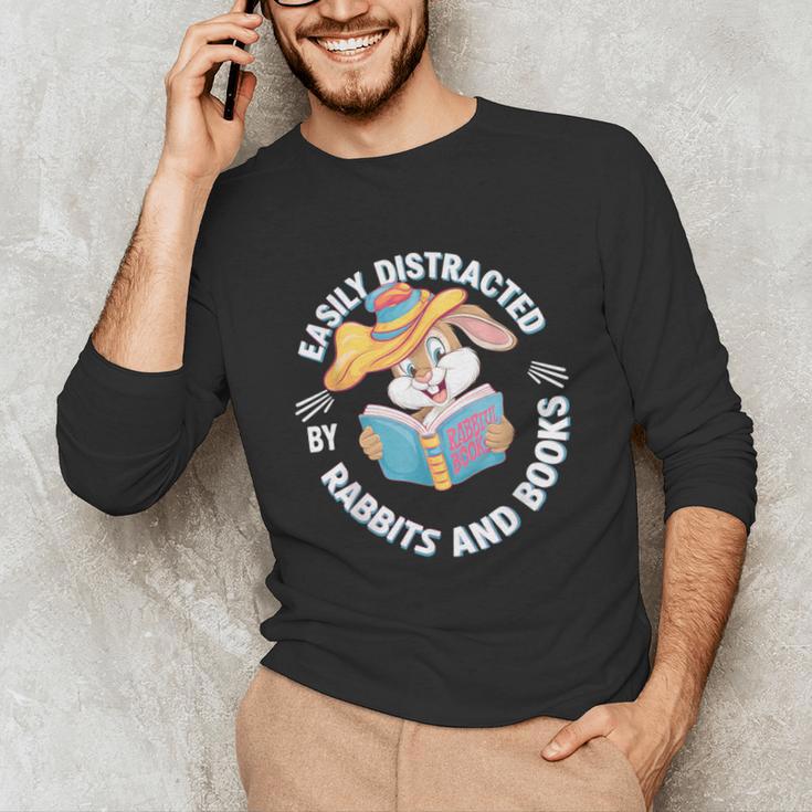 Easily Distracted By Rabbits And Books Reading Unisex Long Sleeve T-Shirt