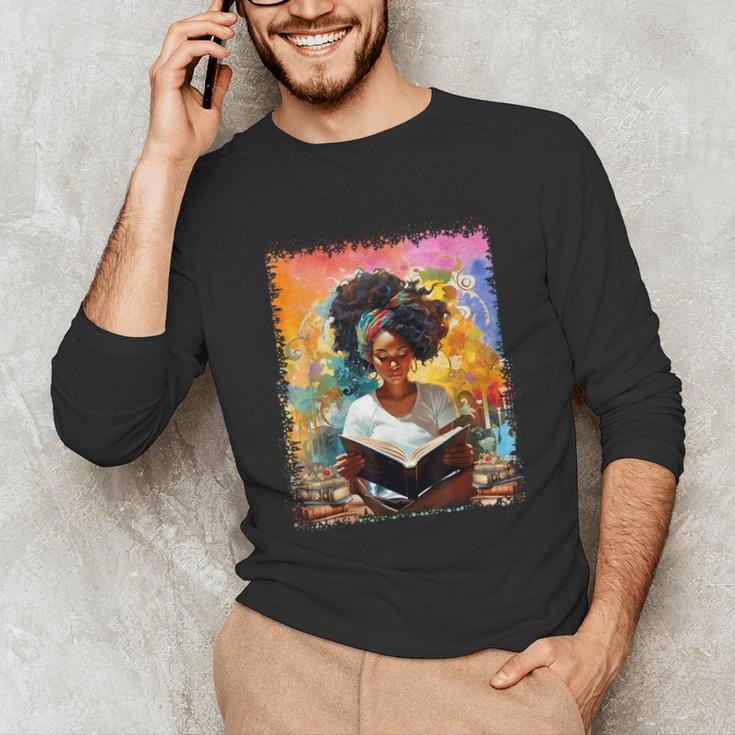 Educated Afro Girl Reading Book Lover History Month Unisex Long Sleeve T-Shirt Educated Afro Girl Reading Book Lover History Month Unisex Long Sleeve T-Shirt
