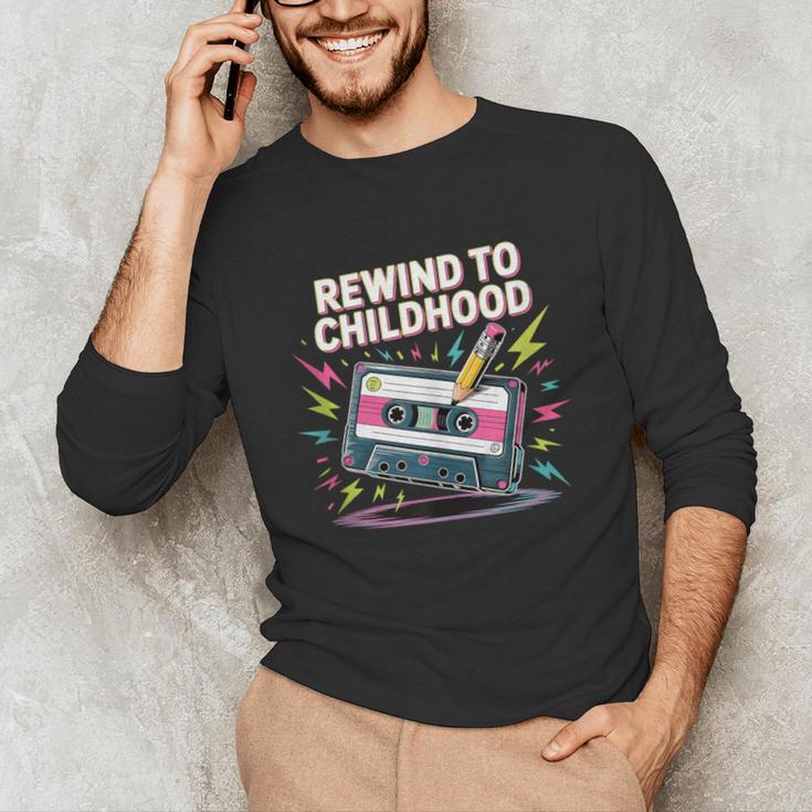 Elder Millennials Embracing 90s Rewind Nostalgia Vibes Unisex Long Sleeve T-Shirt Elder Millennials Embracing 90s Rewind Nostalgia Vibes Unisex Long Sleeve T-Shirt