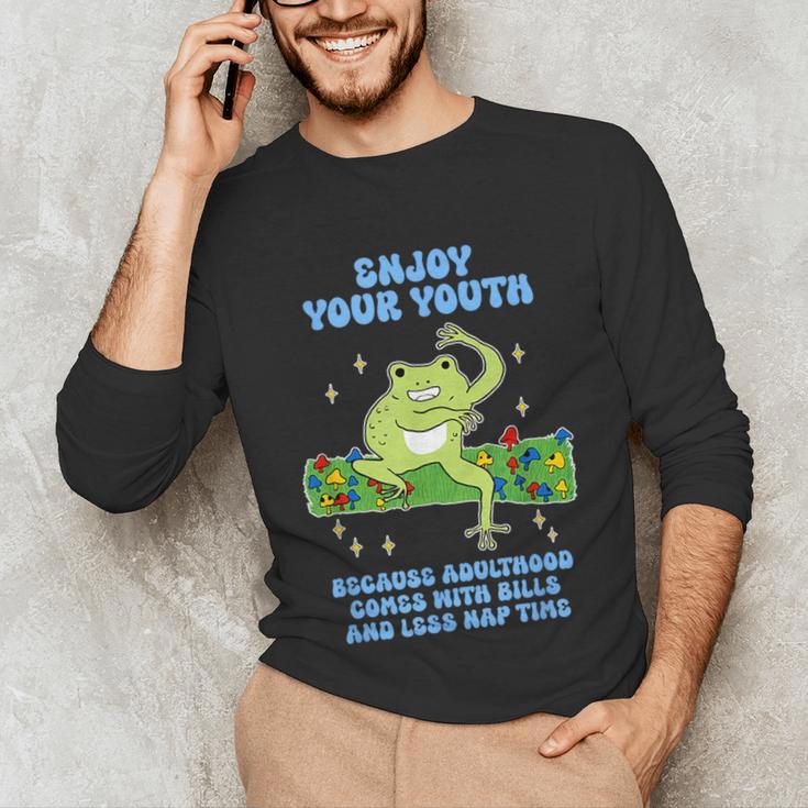 Enjoy Adulthood Comes With Bills Nostalgia Regret Unisex Long Sleeve T-Shirt