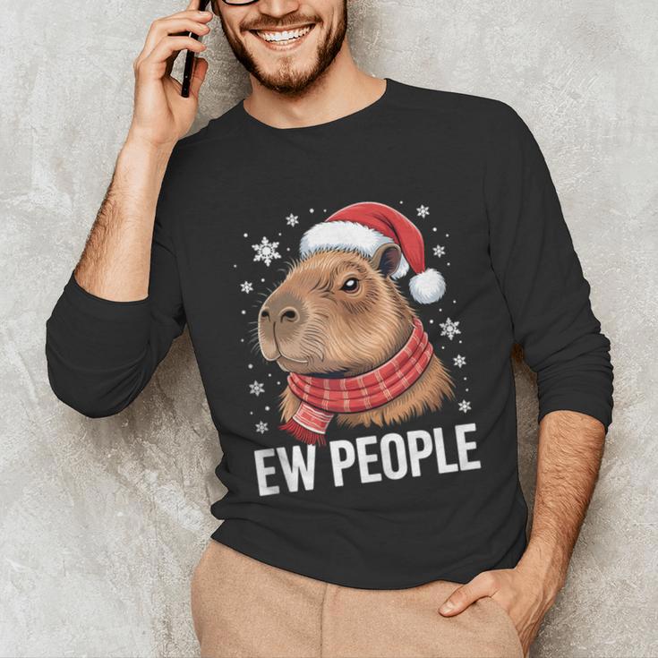 Ew People Capybara Christmas Introvert Holiday Humor Unisex Long Sleeve T-Shirt