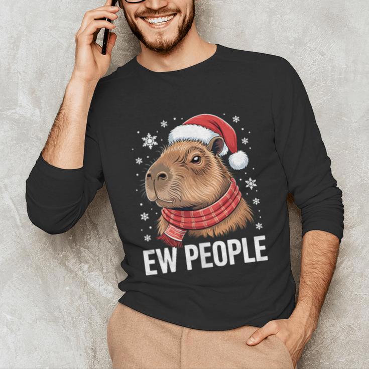 Ew People Capybara Christmas Introvert Holiday Humor Unisex Long Sleeve T-Shirt Ew People Capybara Christmas Introvert Holiday Humor Unisex Long Sleeve T-Shirt