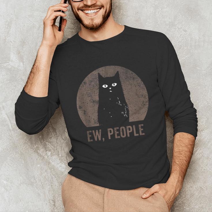 Ew People Introvert Cat Meow Cat Lover Men Women Kids Unisex Long Sleeve T-Shirt