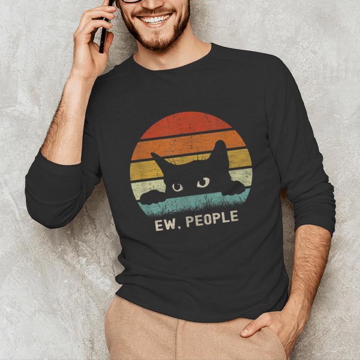 Ew People Retro Cat Cat Lover Introvert Unisex Long Sleeve T-Shirt