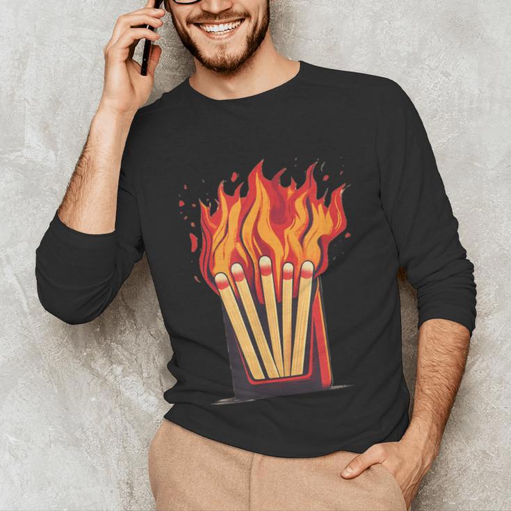 Flames And Lighter Costume For Matchbook Lovers Unisex Long Sleeve T-Shirt