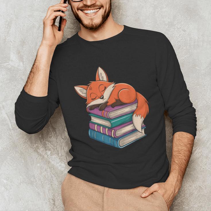 Fox Reading Book Pajama Sleep Unisex Long Sleeve T-Shirt