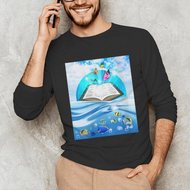 Frutiger Aero Aesthetic Tech Book Butterfly Unisex Long Sleeve T-Shirt