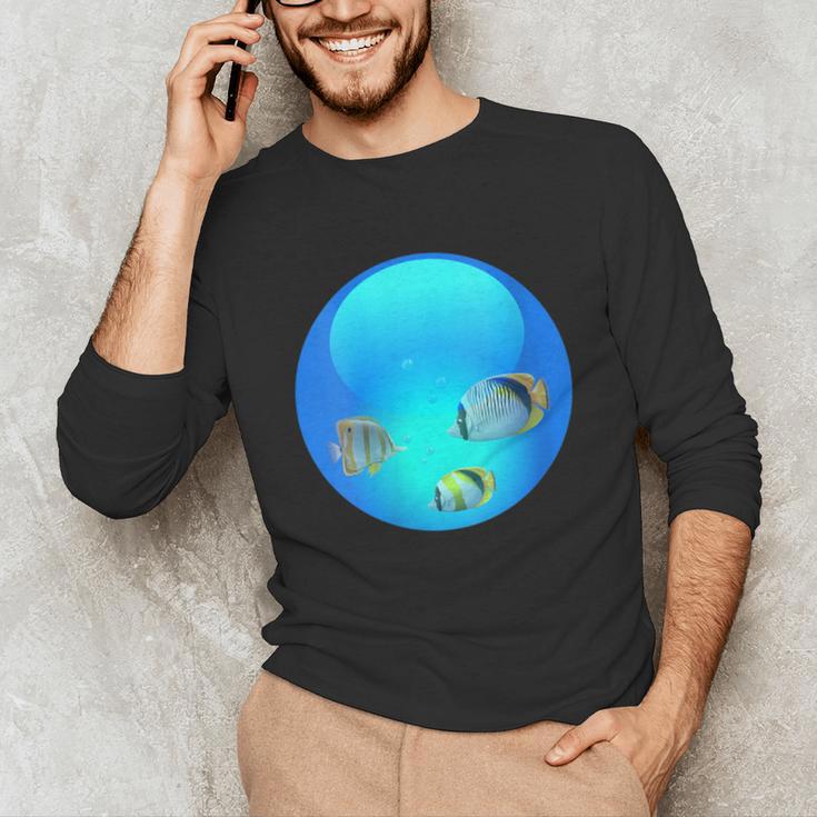 Frutiger Aero Aesthetic Tech Orb Fishes Unisex Long Sleeve T-Shirt