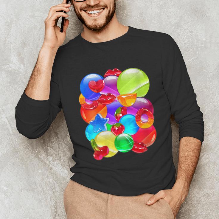Frutiger Aero Aesthetic Tech Orb Pattern Heart Cherry Lips Unisex Long Sleeve T-Shirt